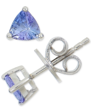 image of Tanzanite Trillion Stud Earrings (3/4 ct. t.w.) in Sterling Silver