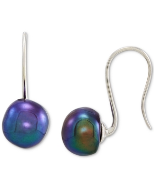 image of Baroque Peacock Cultured Freshwater Pearl (9-10mm) Drop Earrings in Sterling Silver