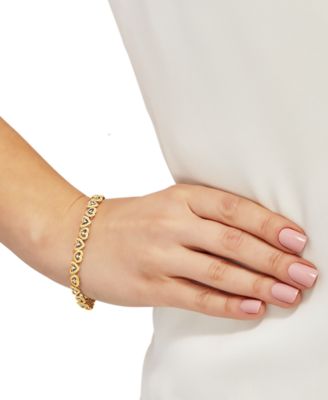 Diamond Heart Link Bracelet (1/10 ct. t.w.) Available in Sterling Silver or 18k Gold-plated Sterling Silver