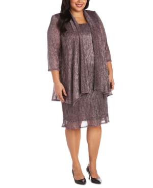 R & M Richards Plus Size Sleeveless Metallic Dress and Jacket