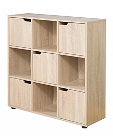 9 Cube Wooden Organizer with 5 Enclosed Doors and 4 Shelves