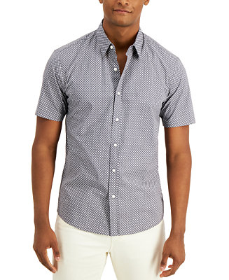 Michael Kors Men's Slim-Fit Short-Sleeve Logo Shirt, Created for Macy's ...