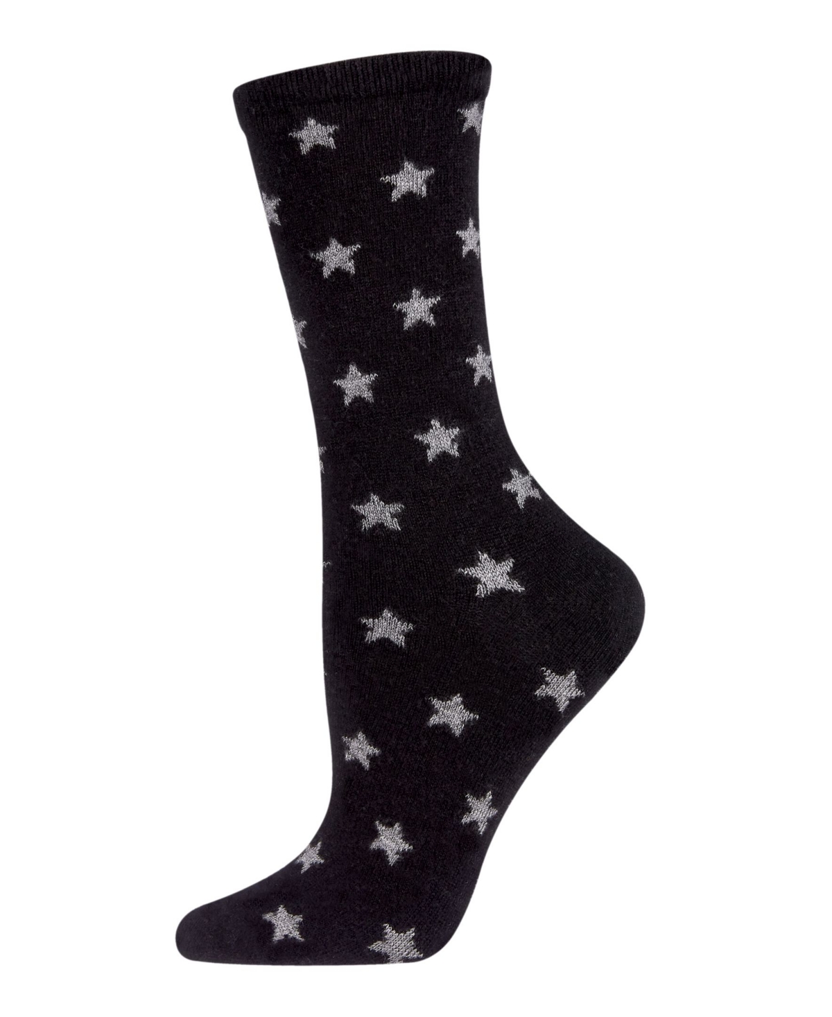 Memoi Women's Fallen Stars Cashmere Blend Women's Crew Socks In Black Stars
