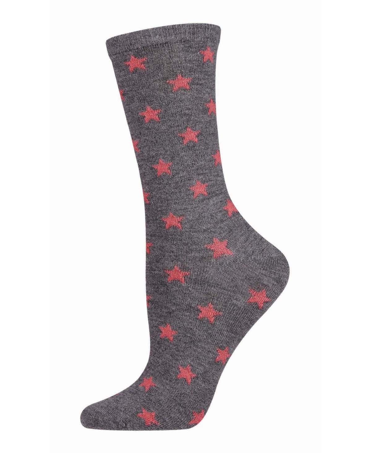 Shop Memoi Women's Cashmere Blend Crew Socks In Gray Stars