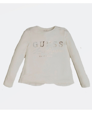 image of Big Girl-s Long Sleeve Stretch Slinky Jersey Bling Logo T-shirt with Chiffon Back Panels