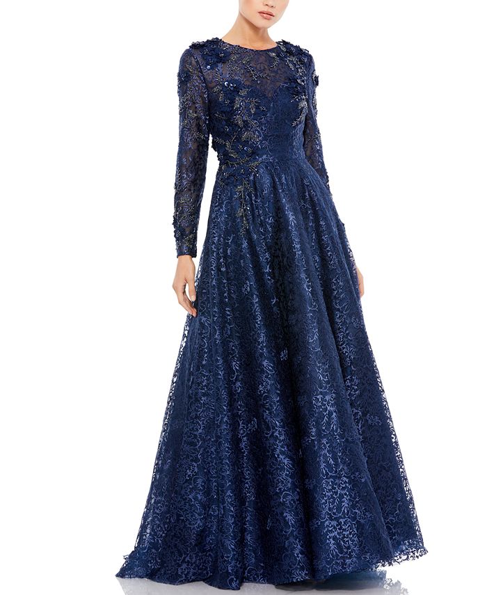 MAC DUGGAL Long-Sleeve Embellished Ball Gown & Reviews - Dresses ...