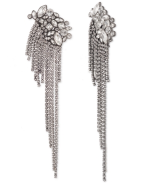 image of Givenchy Hematite-Tone Crystal Fringe Drop Earrings