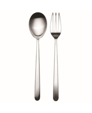 Shop Mepra Serving Fork And Spoon Linea Cutlery, Set Of 2 In Silver-tone