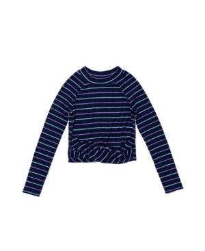 Big Girls Long Sleeve Twist Front Striped Knit Top