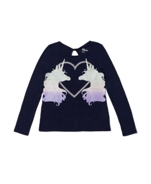 image of Big Girls Long Sleeve Twist Back Cut Out Graphic Tee