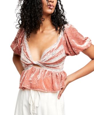 Free People Truly Yours Crushed Velvet sold Top