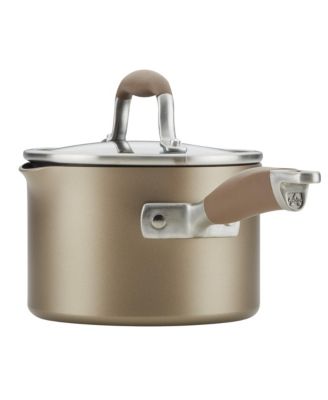 Advanced Home Hard-Anodized Nonstick Straining Saucepan, 2-Quart