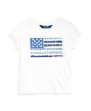 image of Little Girls Floral Flag Jersey Tee