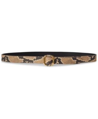 Lauren Ralph Lauren - Snake-Embossed Leather Slide-Buckle Belt