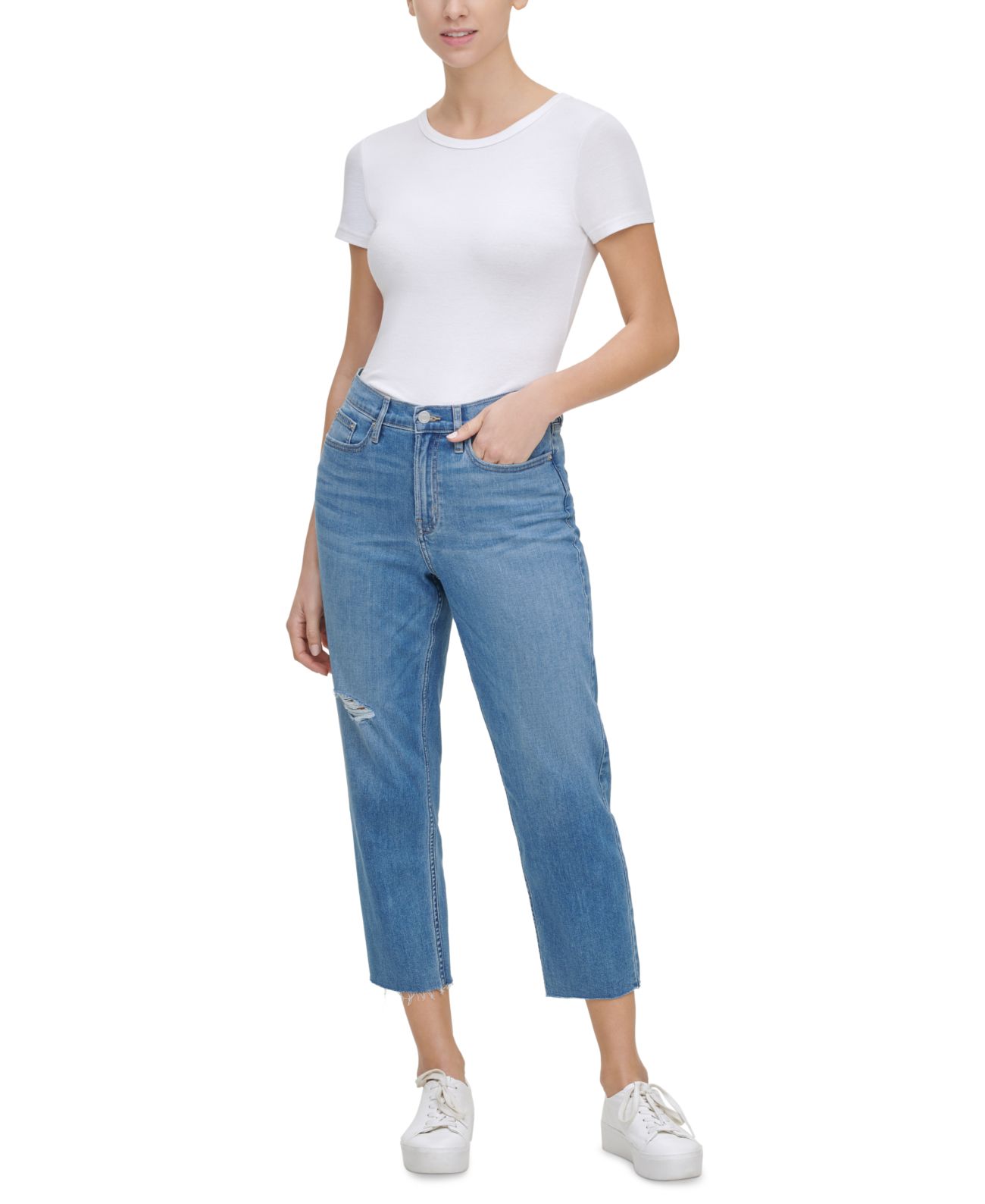 Calvin Klein Jeans Cropped High Rise Straight Leg Jeans Womens | eBay