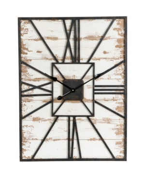 Glitzhome Oversized Farmhouse Wooden Wall Clock In Black