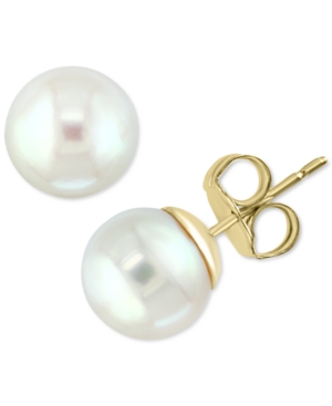 image of Effy Akoya Cultured Pearl (8mm) Stud Earrings in 14k Gold