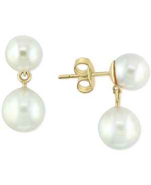 image of Effy Akoya Cultured Pearl (7 & 8mm) Drop Earrings in 14k Gold