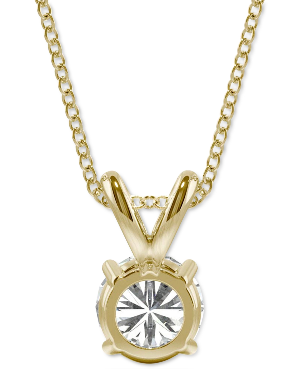 Charles & Colvard Moissanite Solitaire 18" Pendant Necklace (1/2 Ct. T.w. Dew) In Gold