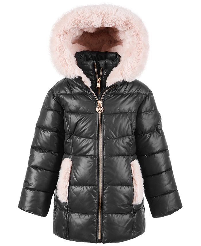 Michael Kors Toddler Girls' Stadium Puffer Jacket With Faux-Fur Trim ...