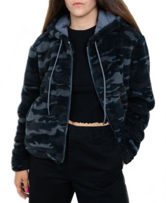 Dickies - Camo-Print Hooded Faux-Sherpa Jacket