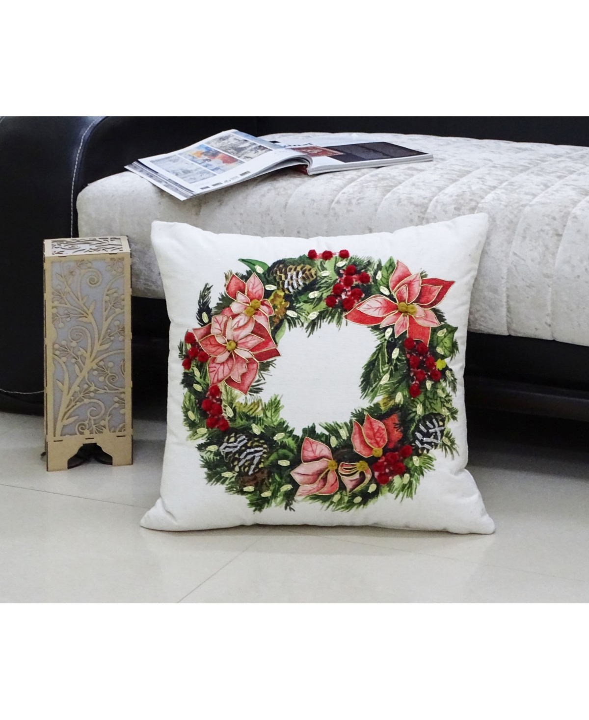 Chicos Home Christmas Wreath Pillow,20