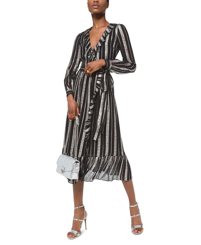 Kors Stamped Floral-Striped A-Line Wrap Dress & Reviews - Dresses - Women Macy's