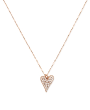 image of Kate Spade New York Rose Gold-Tone Pave Heart Mini Pendant Necklace, 16