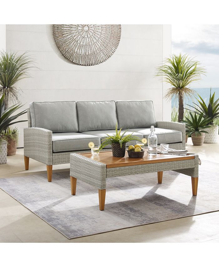 Crosley Capella Outdoor Wicker 2 Piece Sofa Set Macy's