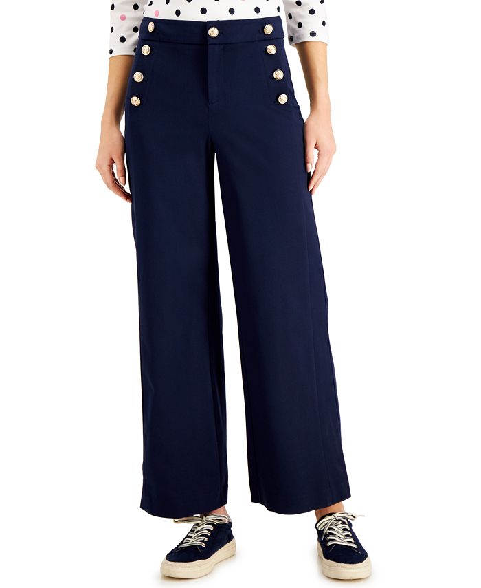 Charter Club Petite Wide-Leg Sailor Pants, Created for Macy's - Macy's
