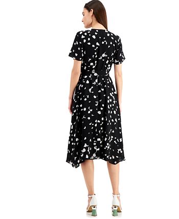 Alfani Dot-Print Midi Wrap Dress, Created for Macy's - Macy's
