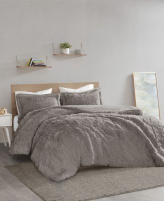 Malea Shaggy Faux-Fur 3-Pc. Duvet Cover Set, Full/Queen