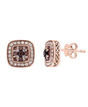 image of Effy Espresso & White Diamond Stud Earrings (1/2 ct. t.w.) in 14k Rose Gold