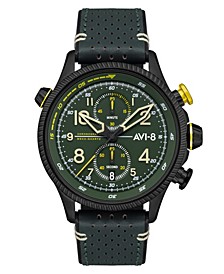 Men's Hawker Hunter Duke Chronograph Cosford Green Genuine Leather Strap Watch, 44mm