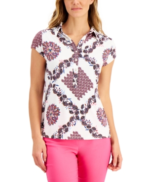 Charter Club Cotton Printed Polo Shirt Created for Macy's