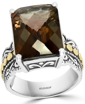 image of Effy Smoky Quartz Statement Ring (9-7/8 ct. t.w.) in Sterling Silver & 18k Gold-Plate