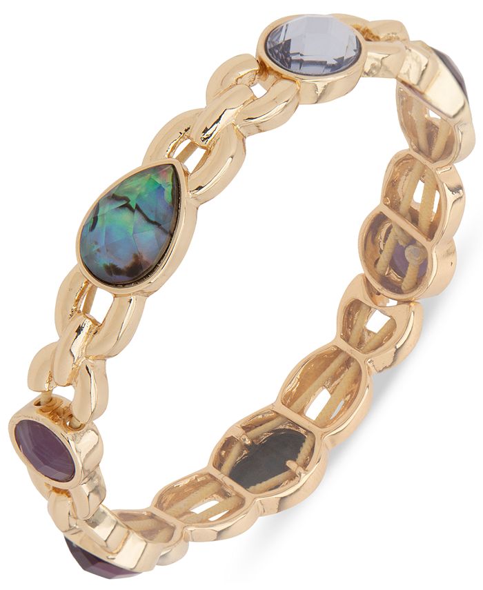 Anne Klein Gold-Tone Multi-Stone Stretch Bracelet - Macy's
