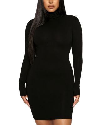 Naked Wardrobe - Solid Turtleneck Sheath Mini Dress