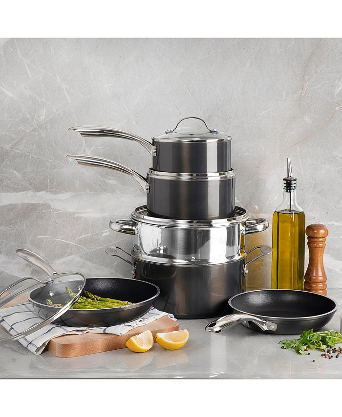 Gotham Steel Platinum 10Pc. Cast Textured Nonstick Cookware Set Macy's