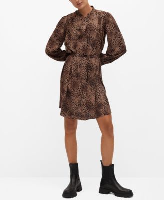 mango flowy animal print dress MANGO - Flowy Animal Print dress Khaki