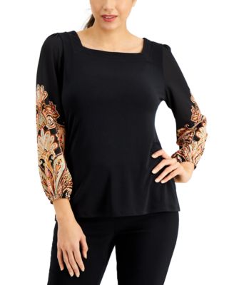 JM Collection - Printed-Sleeve Top