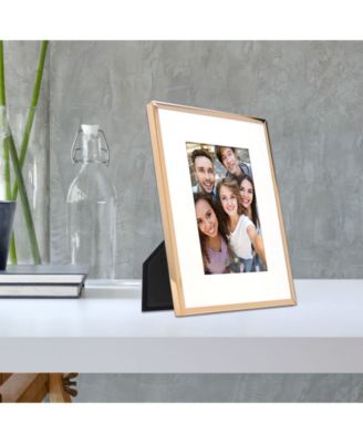 Elegant Metal Picture Frame with Bevel Cut Mat for Photo, 5" x 7"