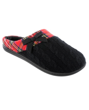 image of Totes Women-s Sweater Knit Plaid Hoodback Slipper