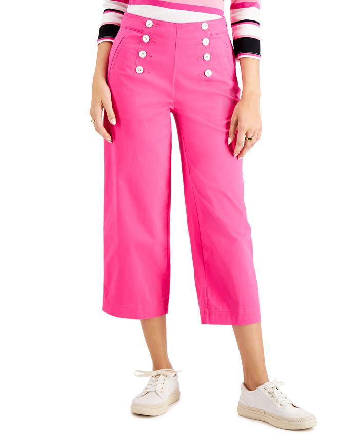 Charter Club Cropped Wide-Leg Twill Pant, Created for Macy's - Macy's