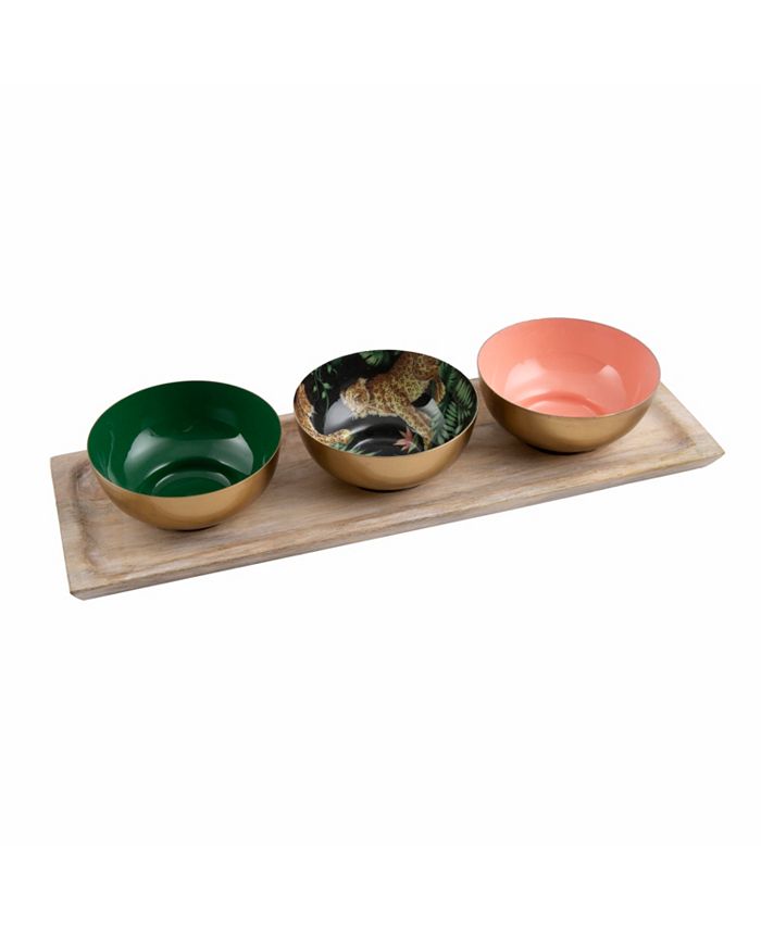 Thirstystone S/3 Condiment Bowls with Wood Tray Macy's