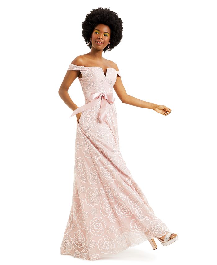 Teeze Me Women's Trendy Plus Glitter Mesh Gown Pink Size 18