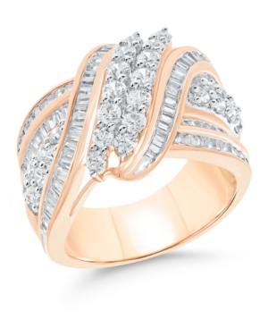 Macy's Diamond Double-row Center Ring (2 Ct. T.w.) In 14k Gold , 14k White Gold Or 14k Rose Gold In Rose Gold