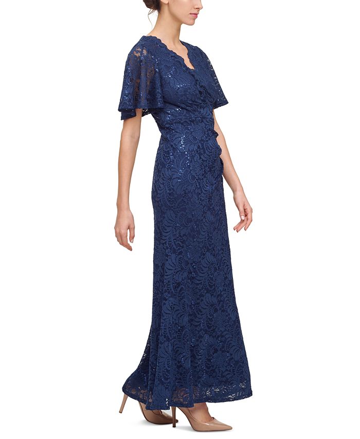 Jessica Howard Petite Butterfly-Sleeve Lace A-Line Gown & Reviews ...