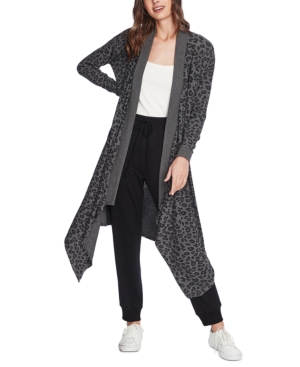 1state Draped Animal-Print Long Cardigan