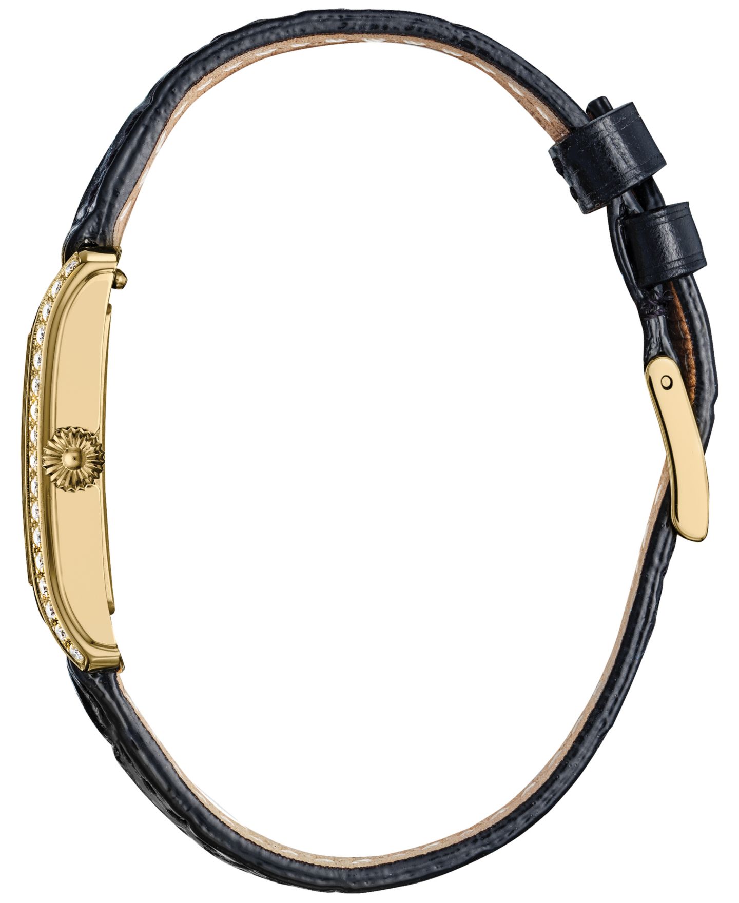 Женские часы Frederique Constant Swiss Classics Carree Diamond (3/8 ct. t.w.) Black Leather Strap Watch 23mm — фото 2